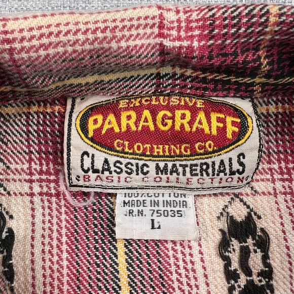 VTG 90s Paragraph Plaid Full Zip Flannel Shirt Jacket Men Large Western Aztec - Picture 4 of 9